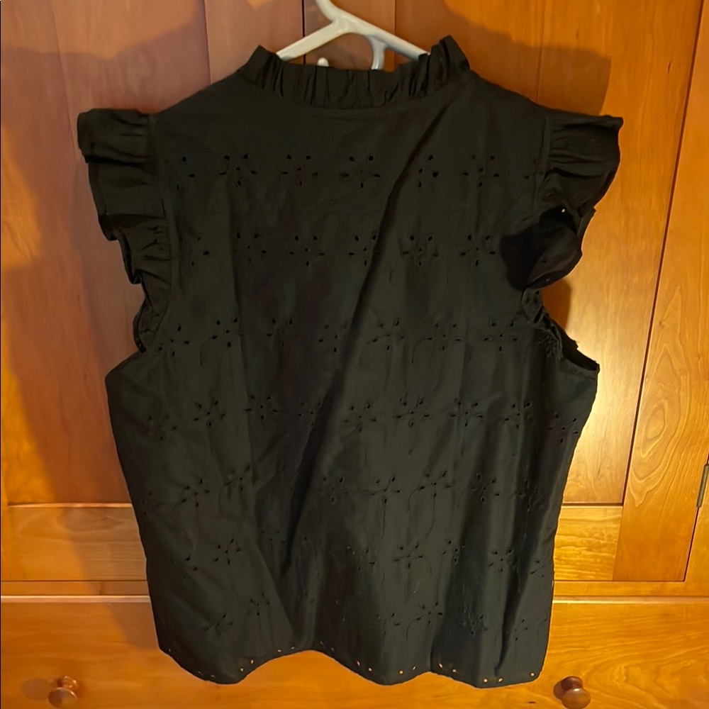 J. Crew Black Ruffle Sleeve Top - Picture 4 of 4